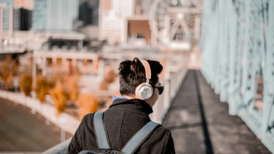 The %product_count% Best Wireless Earbuds 3 Person wearing earbuds on commute in urban environment with ambient noise around them