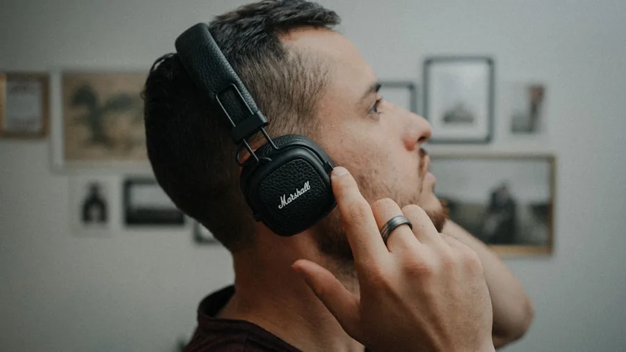Person wearing headphones enjoying music in a relaxed lifestyle setting