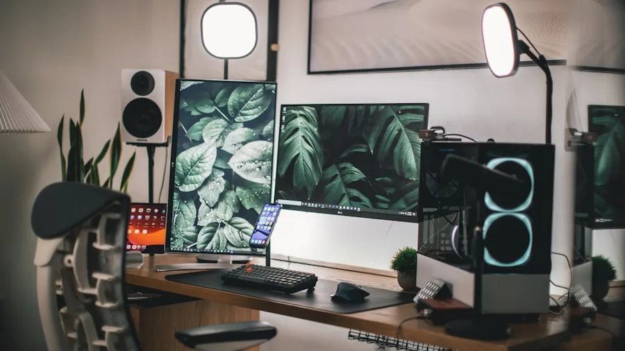 Person working at desk in quiet, minimalist home office environment with focused concentration