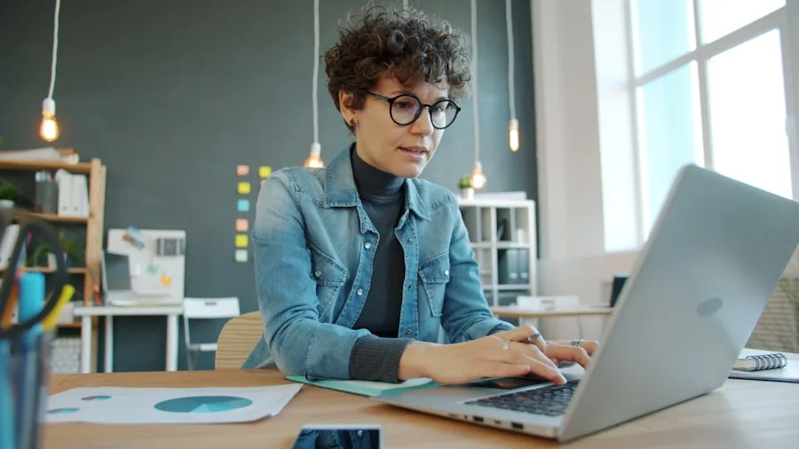Professional working at desktop computer setup for productivity and performance tasks