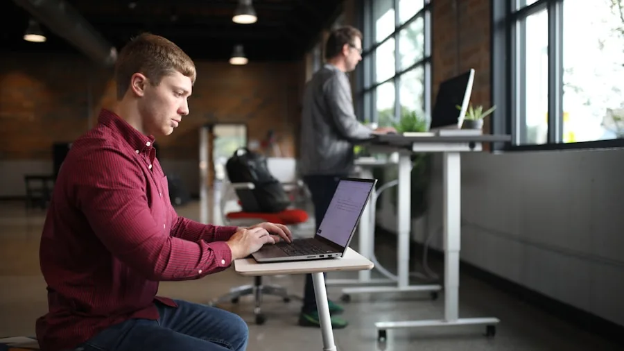 Professional workspace with ergonomic mouse and keyboard during focused computer work