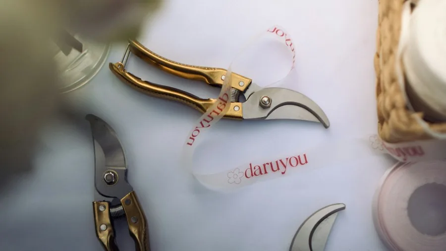 pruning shears cutting flowers