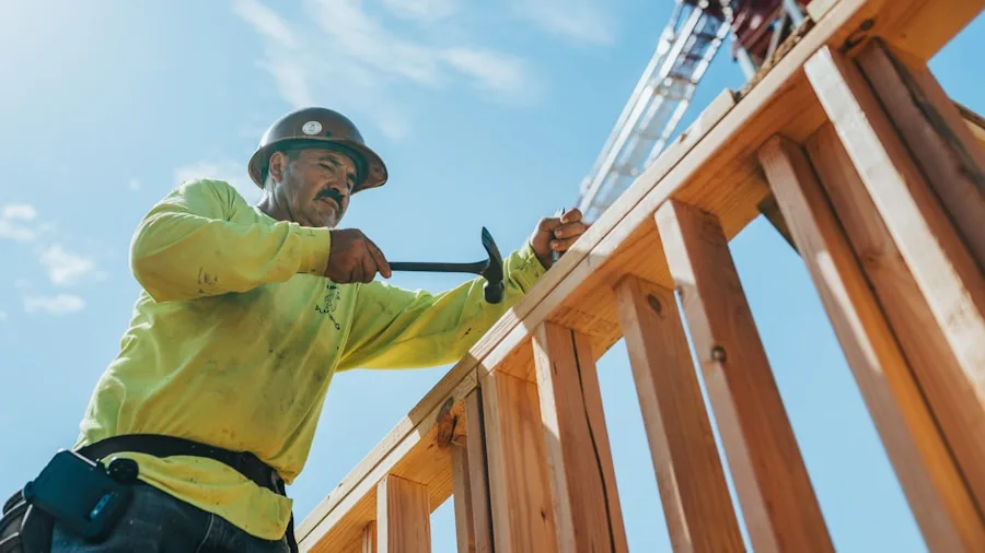 The 12 Best Nail Guns 6 Skilled tradesperson working on wooden construction project with focus and precision