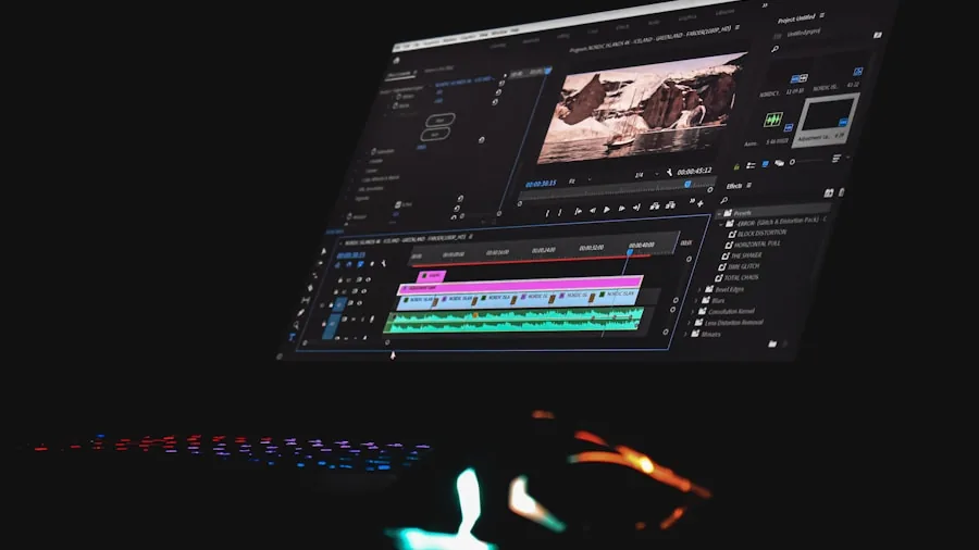 The %product_count% Best Laptops for Video Editing 3 Video editor working at desk with multiple monitors displaying color grading software and timeline interface