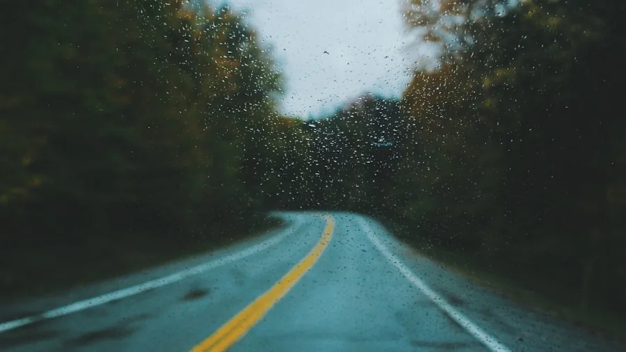 The %product_count% Best Windshield Wipers 2 View from inside car during rainy weather with water droplets on windshield