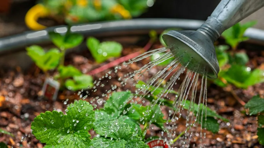 watering succulent plant soil check