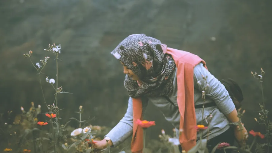 woman planting odd numbers flowers