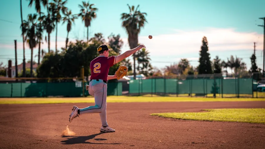 Young baseball player in action on field during practice session